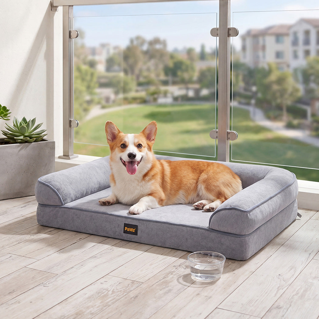 Pawz Cooling Orthopedic Dog Bed Waterproof Lining Washable Memory Foam Grey XL-2072893573677846534