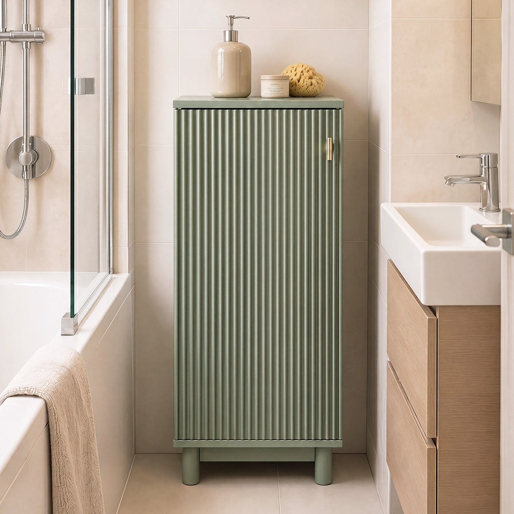 Levede Bathroom Cabinet Freestanding Storage Cupboard Slim 3 Tier Shelves Green-2072893552068792326