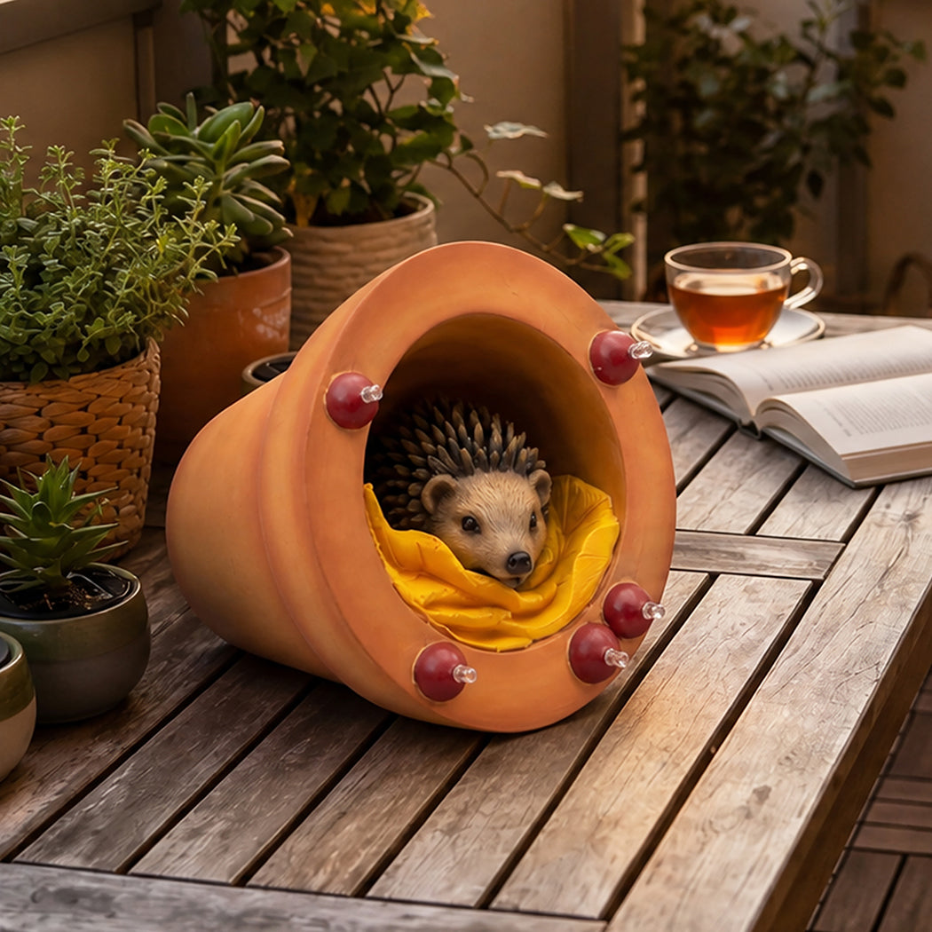 Emitto Hedgehog Solar Garden Statue Light Outdoor Ornament Hand Painted Decor-2072893539922087942