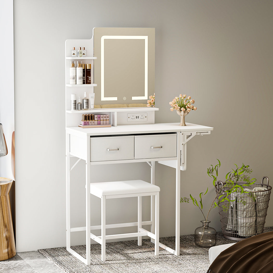 Levede Dressing Table LED Makeup Mirror Stool Set Vanity Desk Fold-up Panel-2065254296953425926