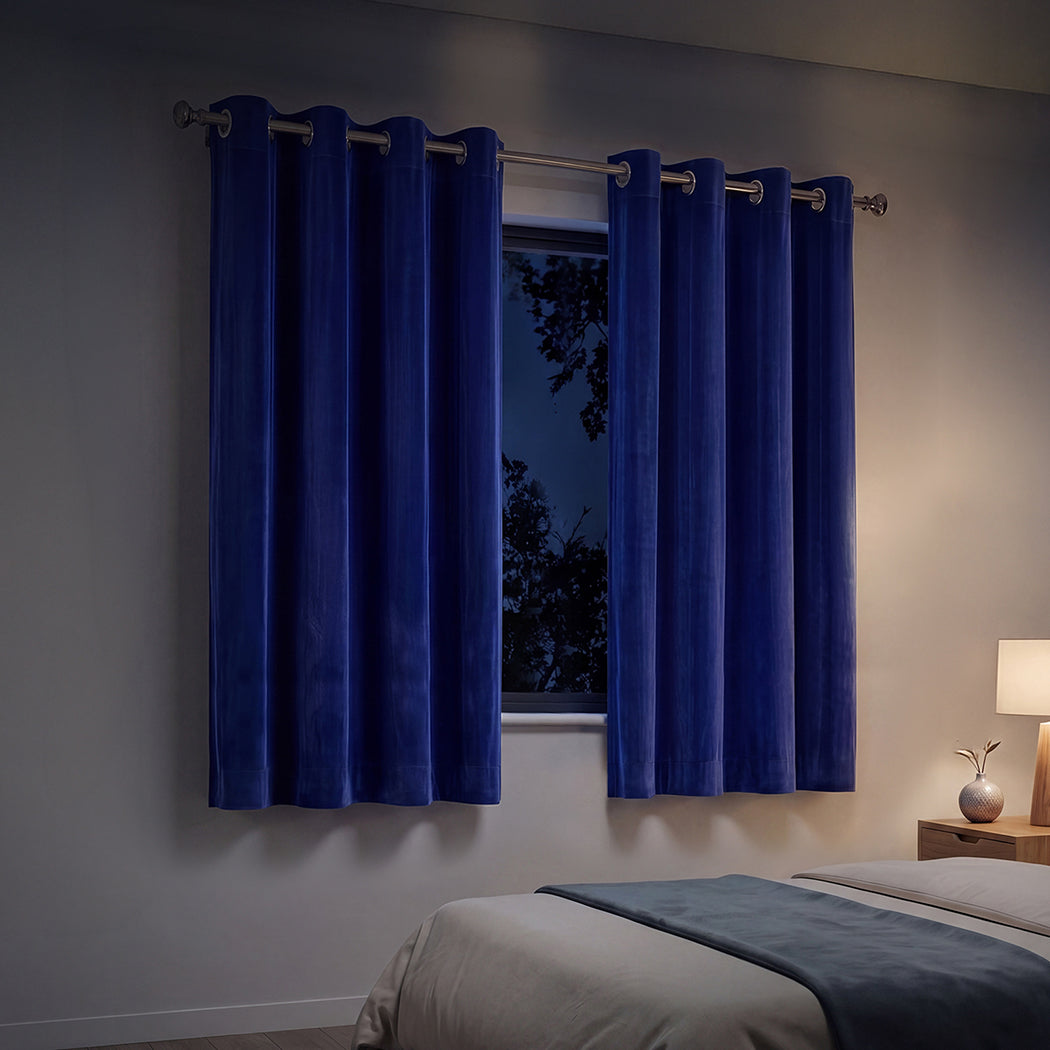 Marlow Velvet Blackout Curtains 2-Panel Room Darkening Eyelet Curtains 132x160cm-2072893566673358854