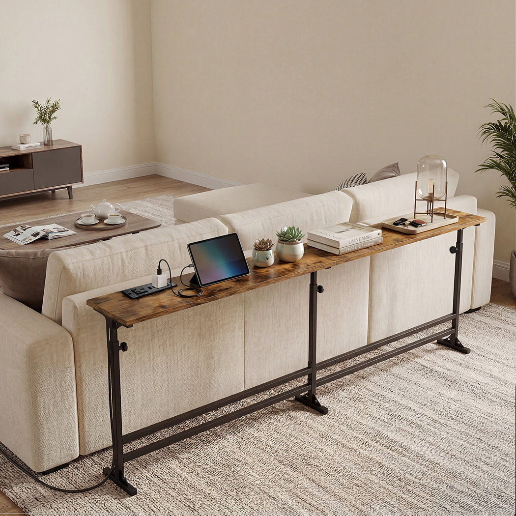Levede Narrow Console Table Adjustable Behind Couch Side Power Ports Entryway-2050059017098760198
