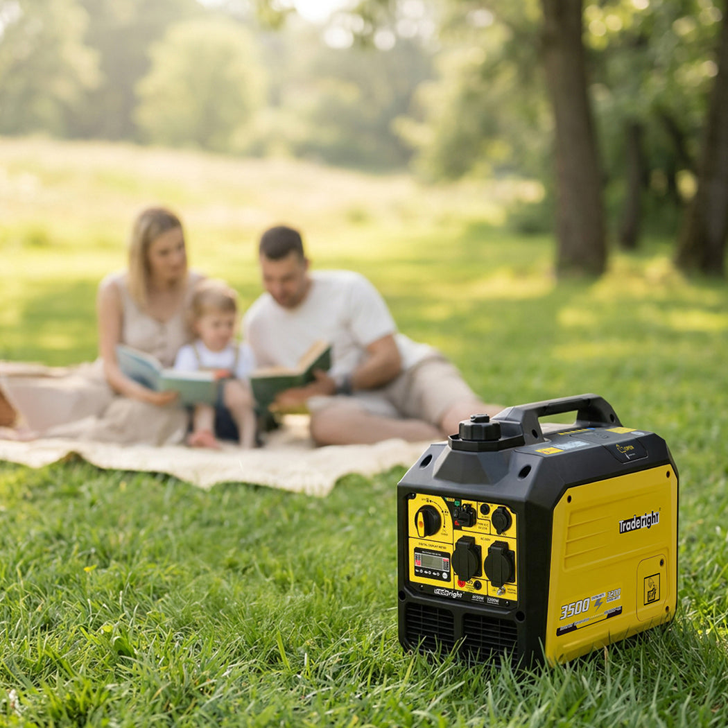 Traderight 3500W Petrol Inverter Generator Portable Silent Pure Sine Wave Power-2050056775461376006