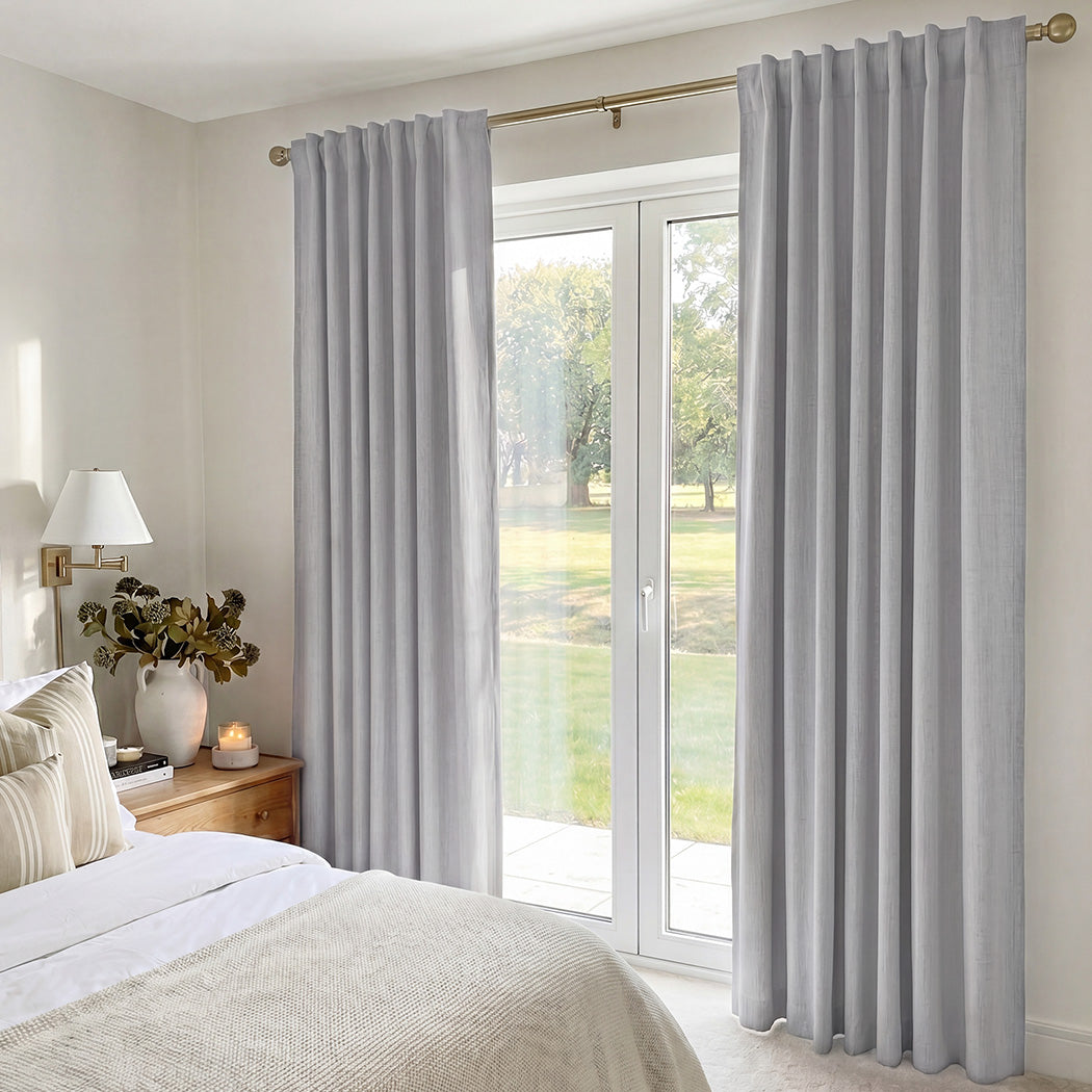 Marlow Blackout Curtains 2 Panels Thermal Linen Look Blockout Drapes 180 x 230cm-2072893565524119558
