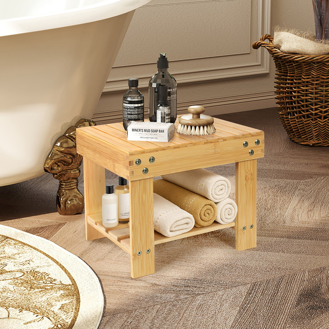 Levede Bamboo Step Stool Small Bedside Stool Non-Slip Footrest Storage Chair-2050056760038920198