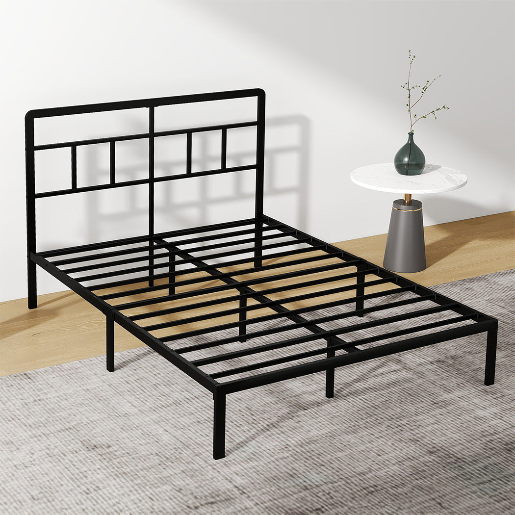Levede Double Bed Frame Metal Base Platform Headboard Heavy Duty Mass Storage-2065254299260293126