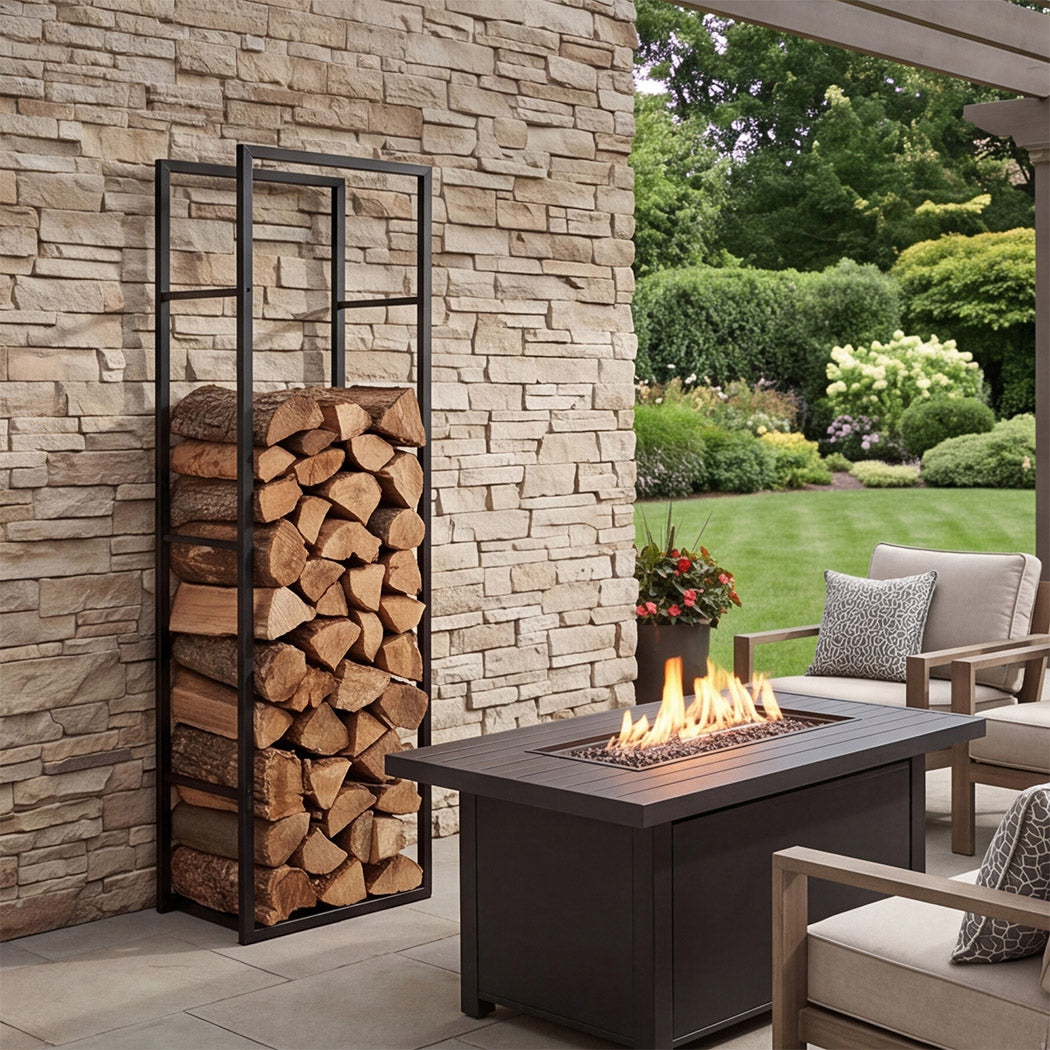 Levede Firewood Rack Steel Outdoor Storage Log Holder Fireplace 40 x 25 x 150cm-2072893555260657670