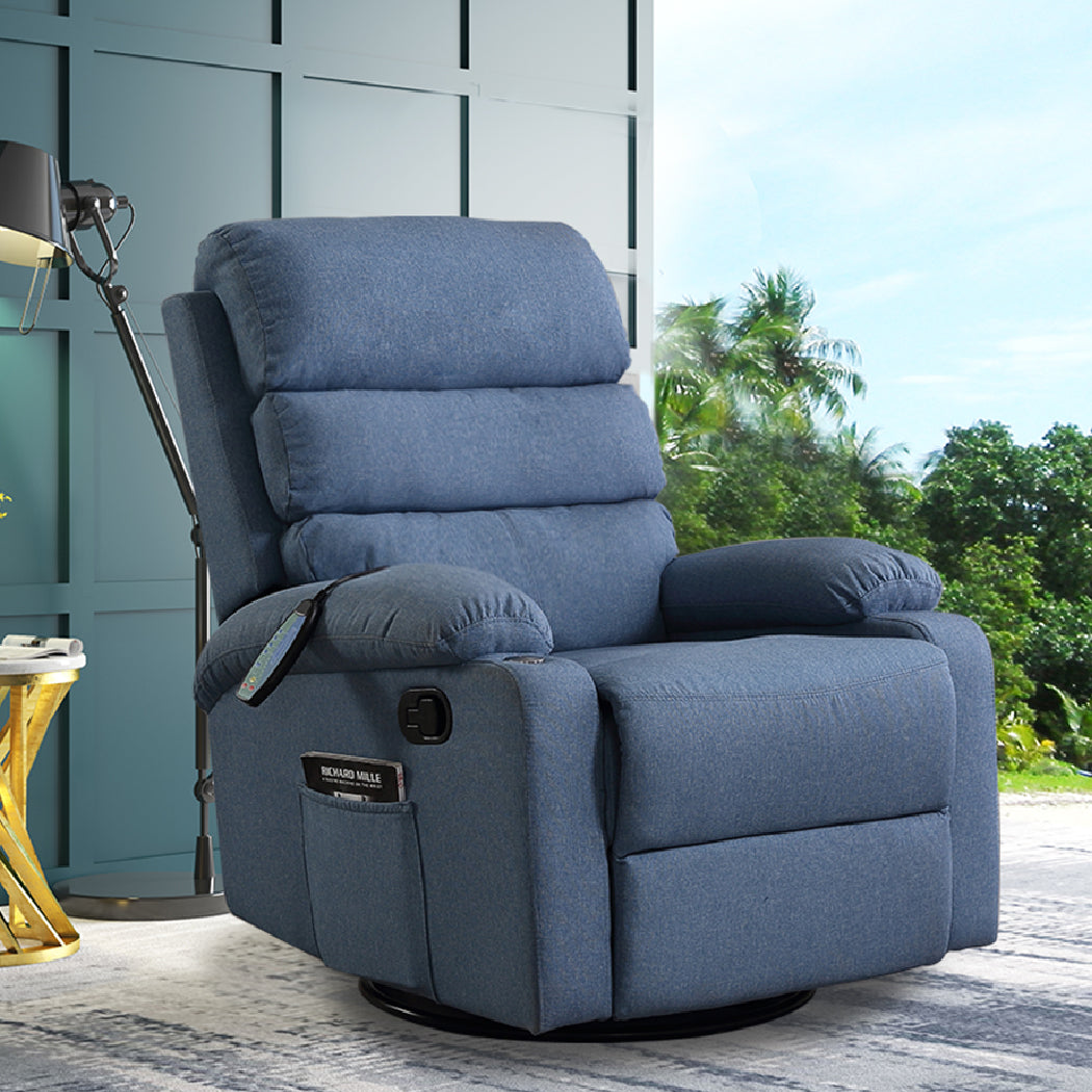 Levede Massage Chair Recliner Chairs Blue-2065254537299628038