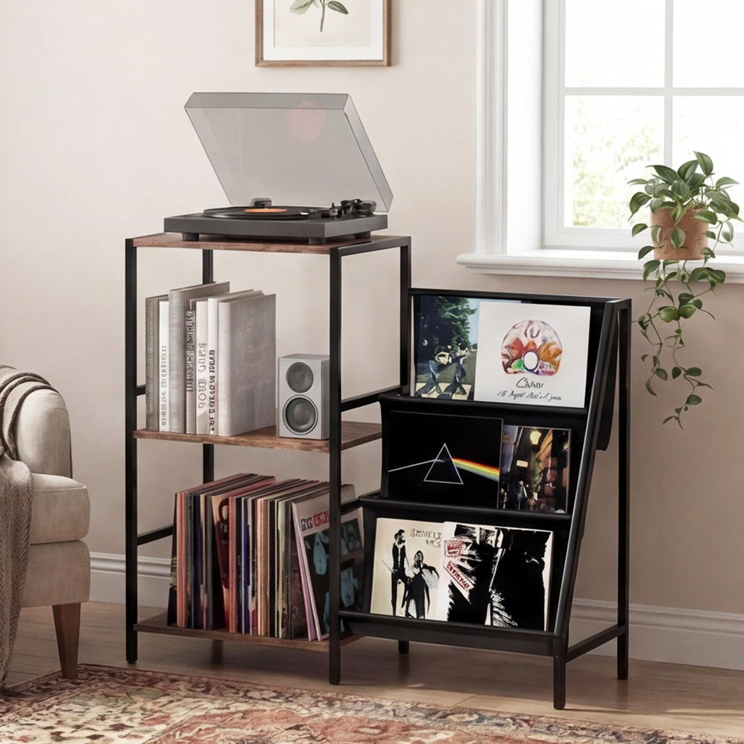 Levede 3-Tier Record Player Stand Vinyl Storage Up to 200 Albums Turntable Table-2050056774513463304