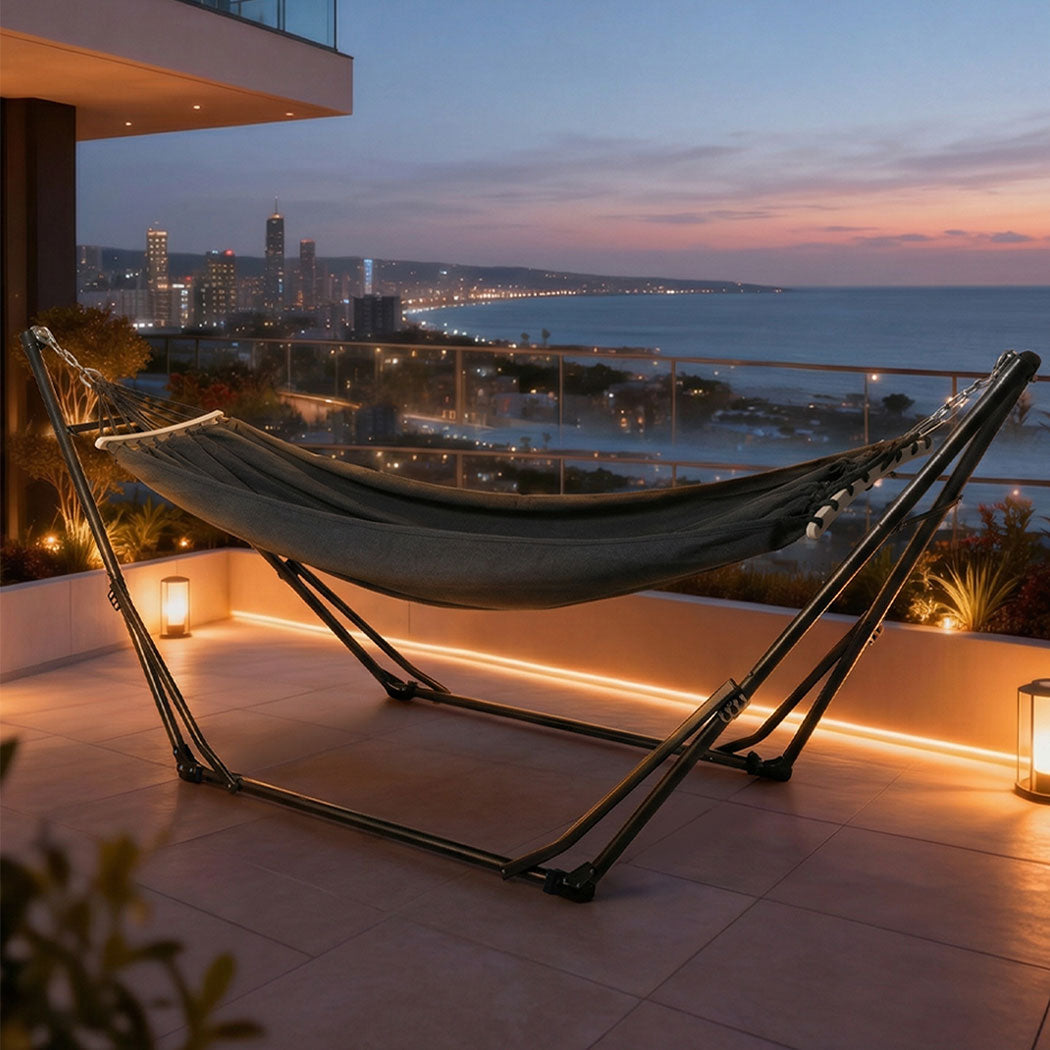 Mountview Foldable Hammock Hanging Chair with Stand Portable 3 Gear Adjustable-2065254296538189831