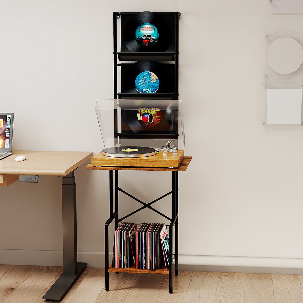 Levede Tall Record Player Stand Vinyl Storage Up to 200 Albums Turntable Rack-2050056774895144968