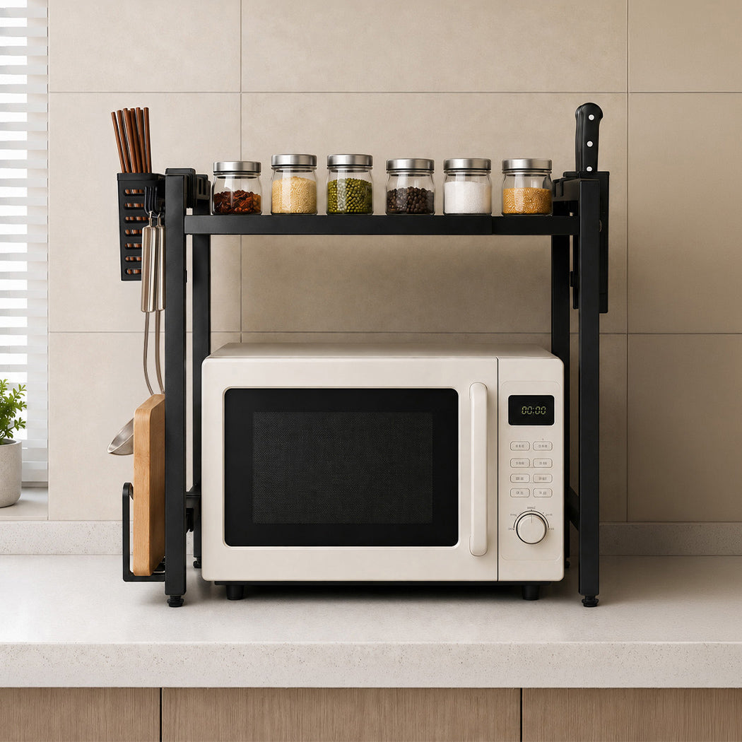 Toque Microwave Oven Rack Stand Adjustable Expandable Shelf Countertop Organizer-2072893579621175303