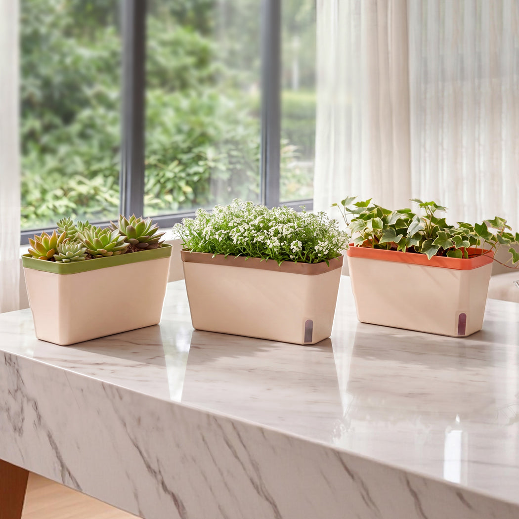 Toque Self Watering Plant Pots 3 Pcs Indoor Planter Box Vegetable Flower Garden-2050059015978881031