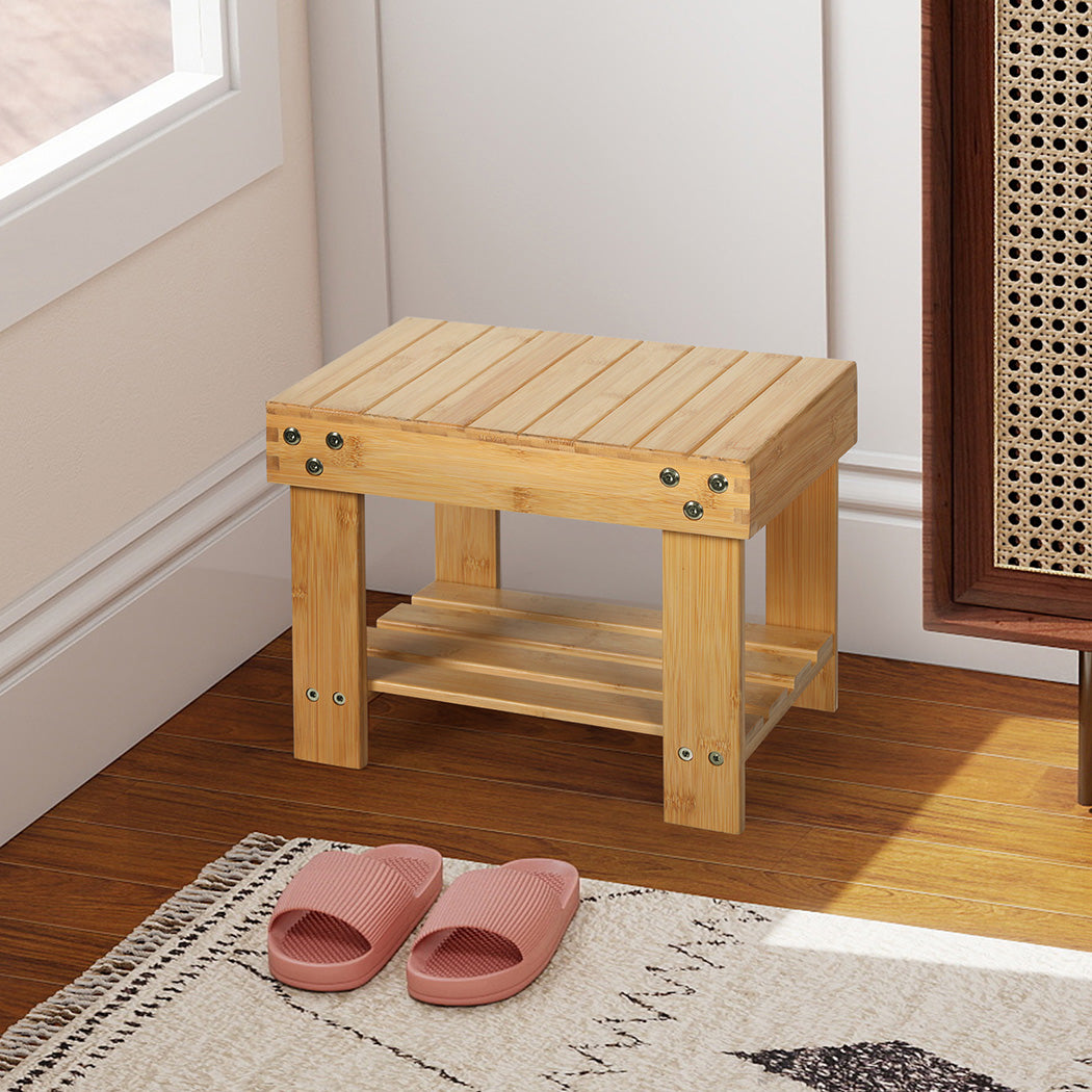 Levede Bamboo Step Stool Small Bedside Stool Non-Slip Footrest Storage Chair-2050056760038920199