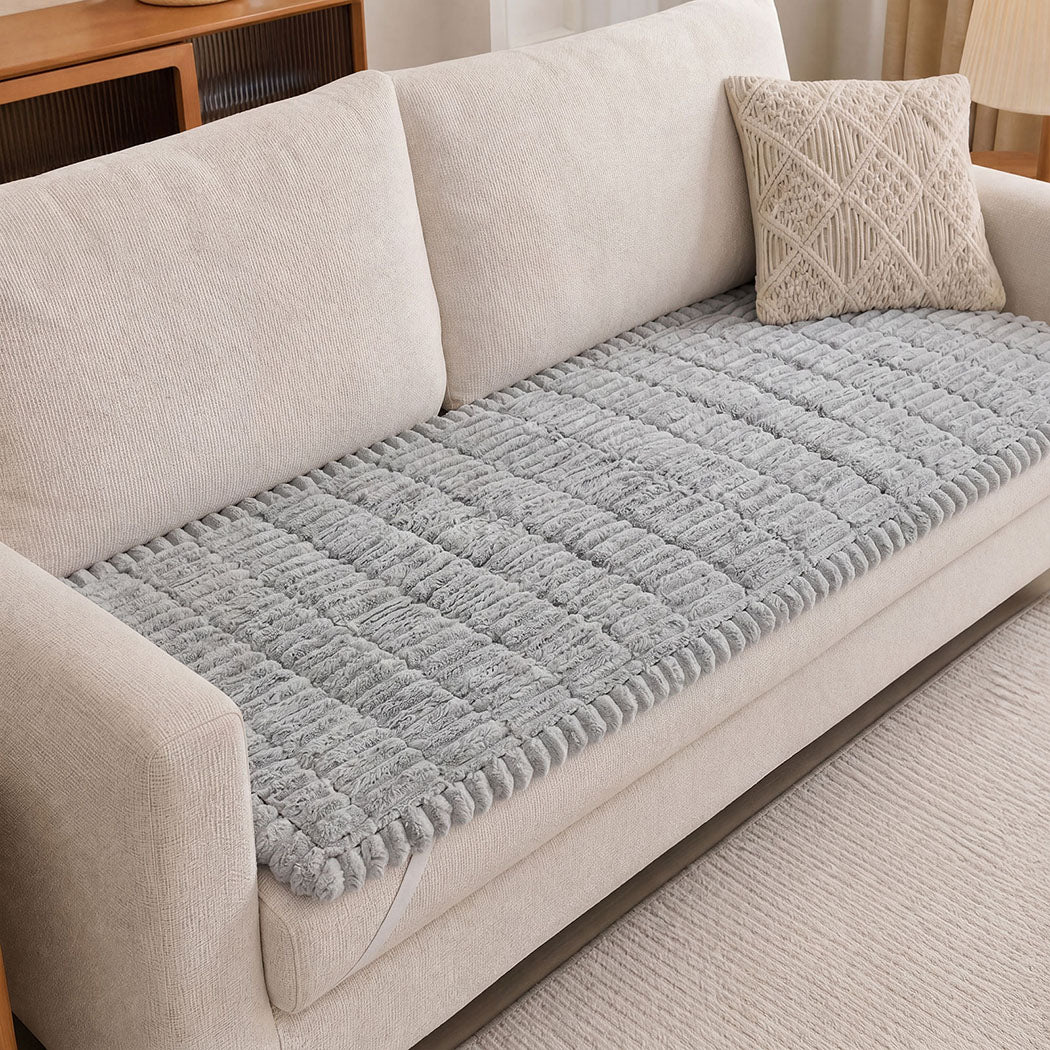 Marlow Sofa Cover  Lounge Plush Pet Couch Cover Non-Slip Light Grey 70x180cm-2072893570074939399