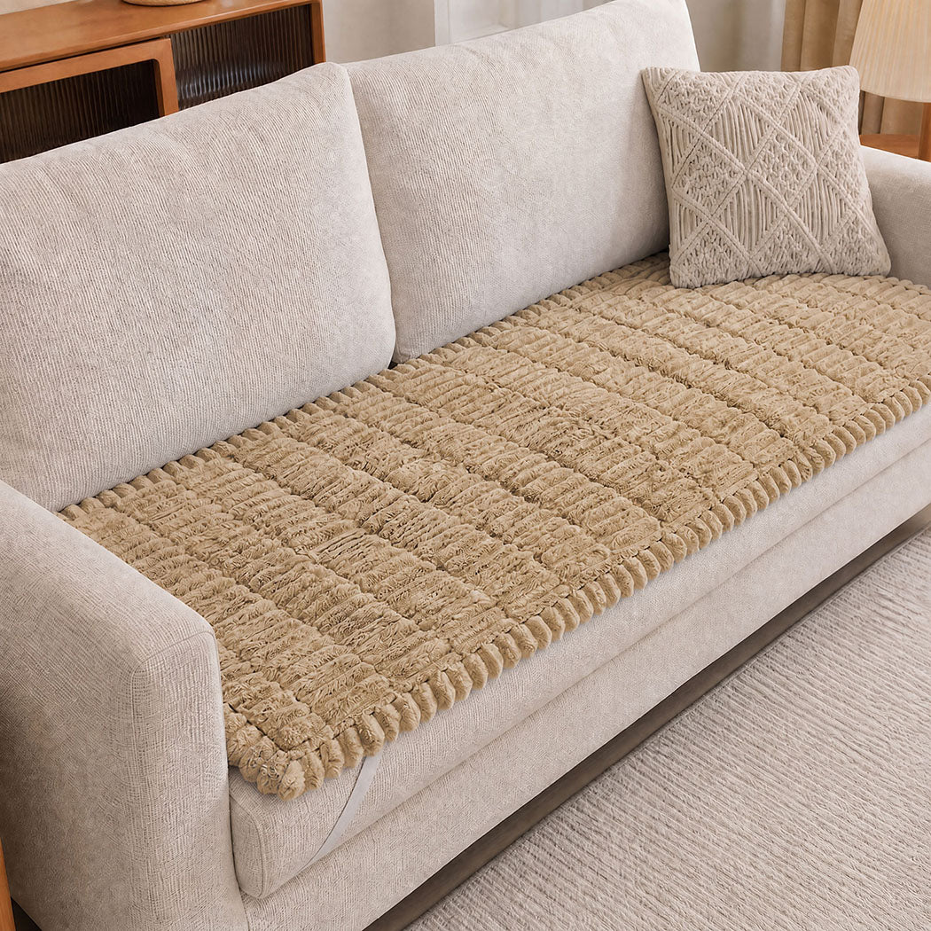 Marlow Sofa Cover  Lounge Plush Pet Couch Cover Non-Slip Light Camel 70x180cm-2072893569689063431