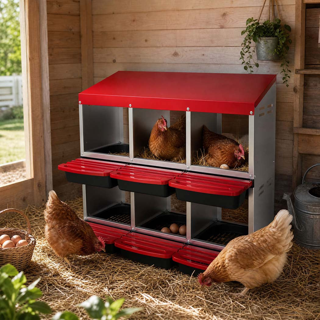 Pawz Chicken Hen Coop Hutch 6 Hole Double Layer Roll Away Lay Egg Nesting Box-2061251867110936583