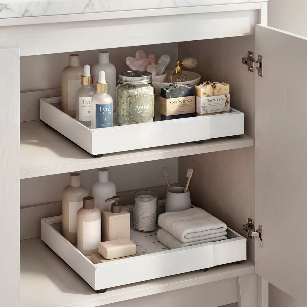Toque Cabinet Organizer Drawer Shelf Pull Out 2Pcs Width-adjustable Kitchen-2050059015777554439