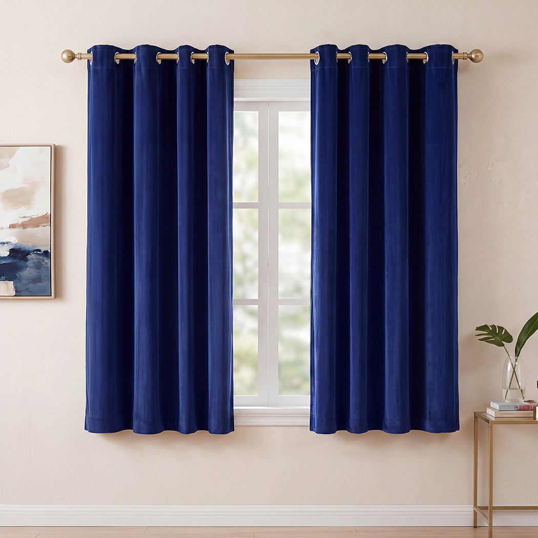Marlow Velvet Blackout Curtains 2-Panel Room Darkening Eyelet Curtains 132x160cm-2072893566673358855