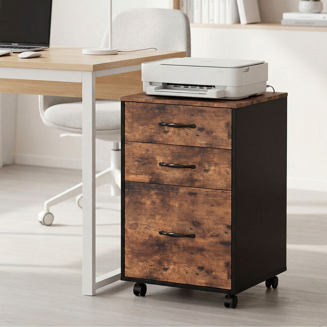 Levede 3-Drawer File Cabinet Mobile Filing Storage Cabinet Organiser Home Office-2050056775276826631