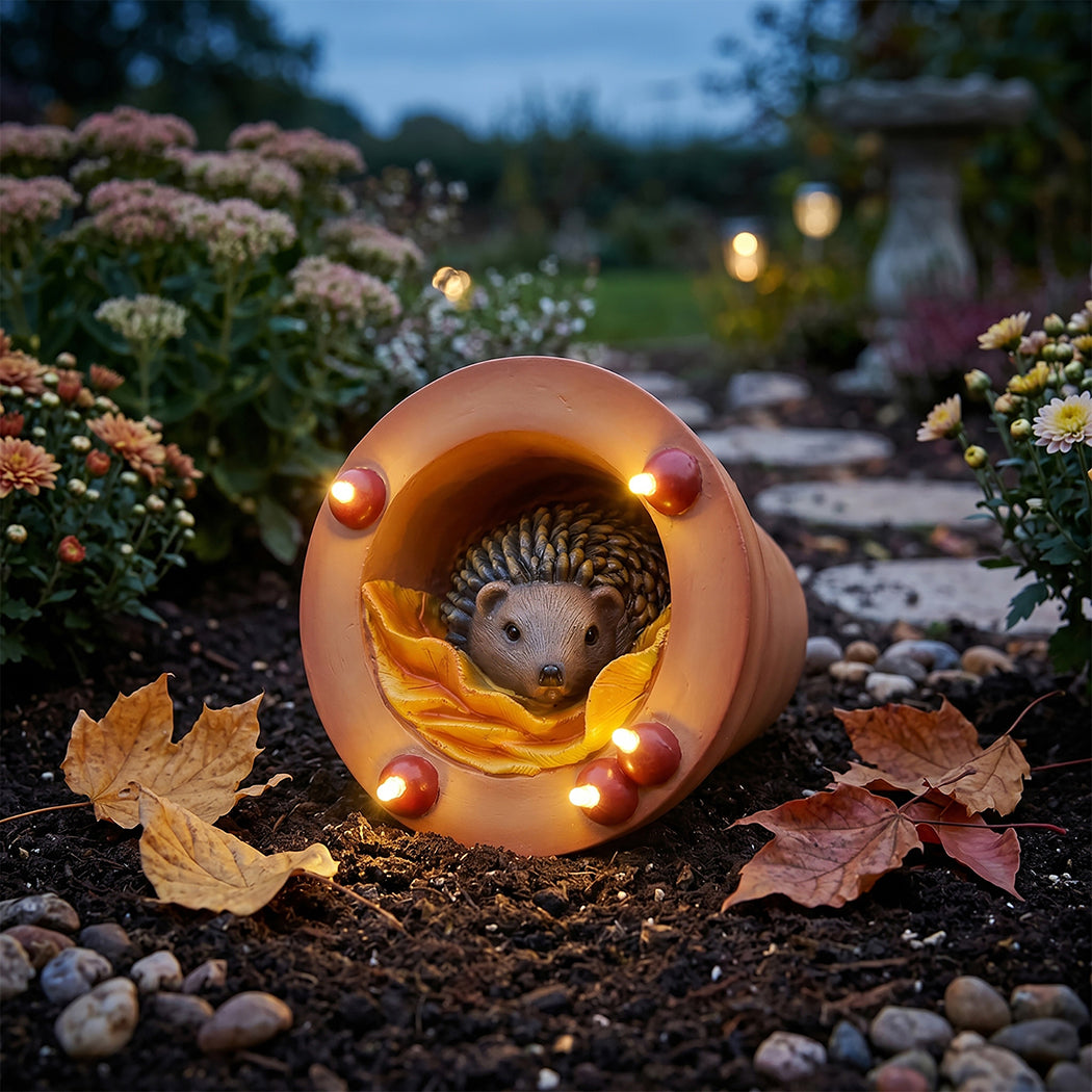 Emitto Hedgehog Solar Garden Statue Light Outdoor Ornament Hand Painted Decor-2072893539922087943