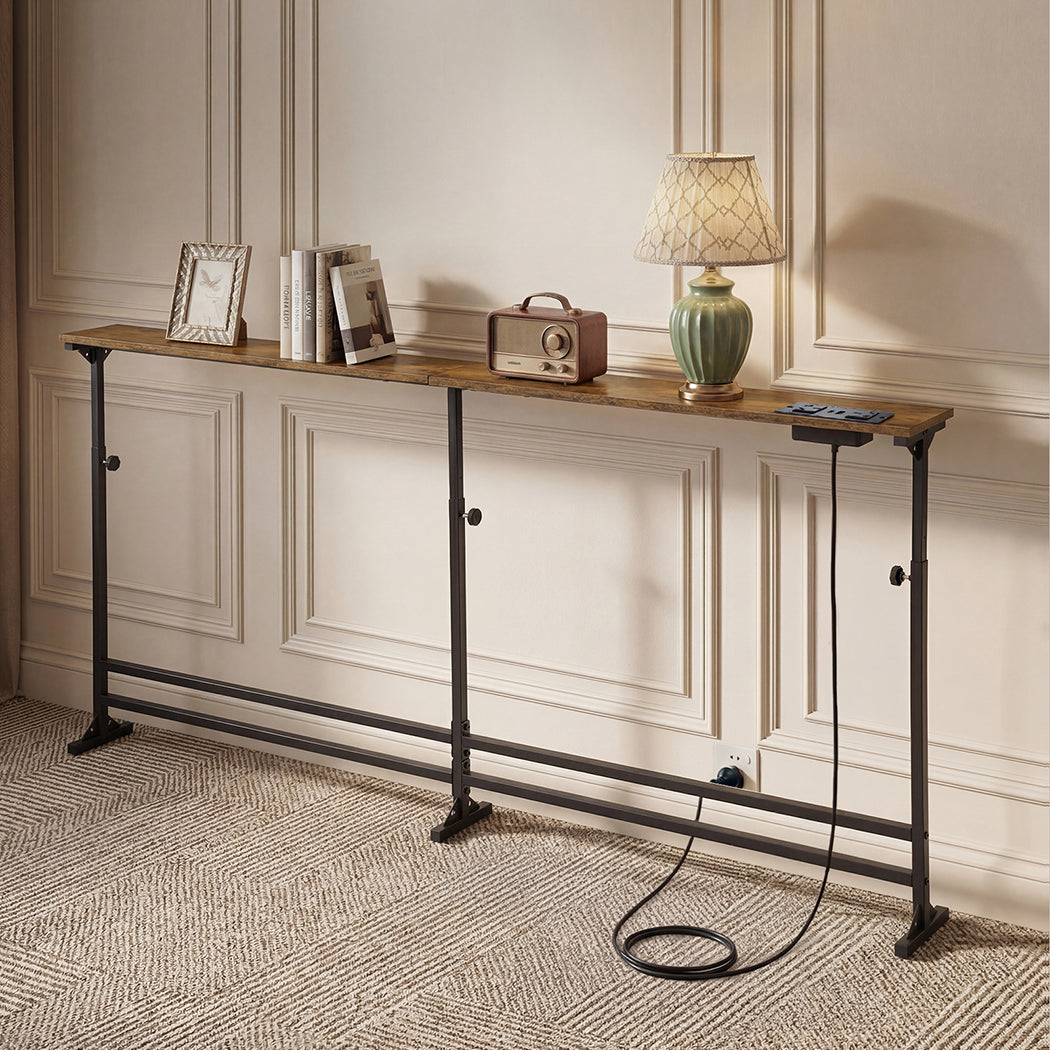 Levede Narrow Console Table Adjustable Behind Couch Side Power Ports Entryway-2050059017098760200