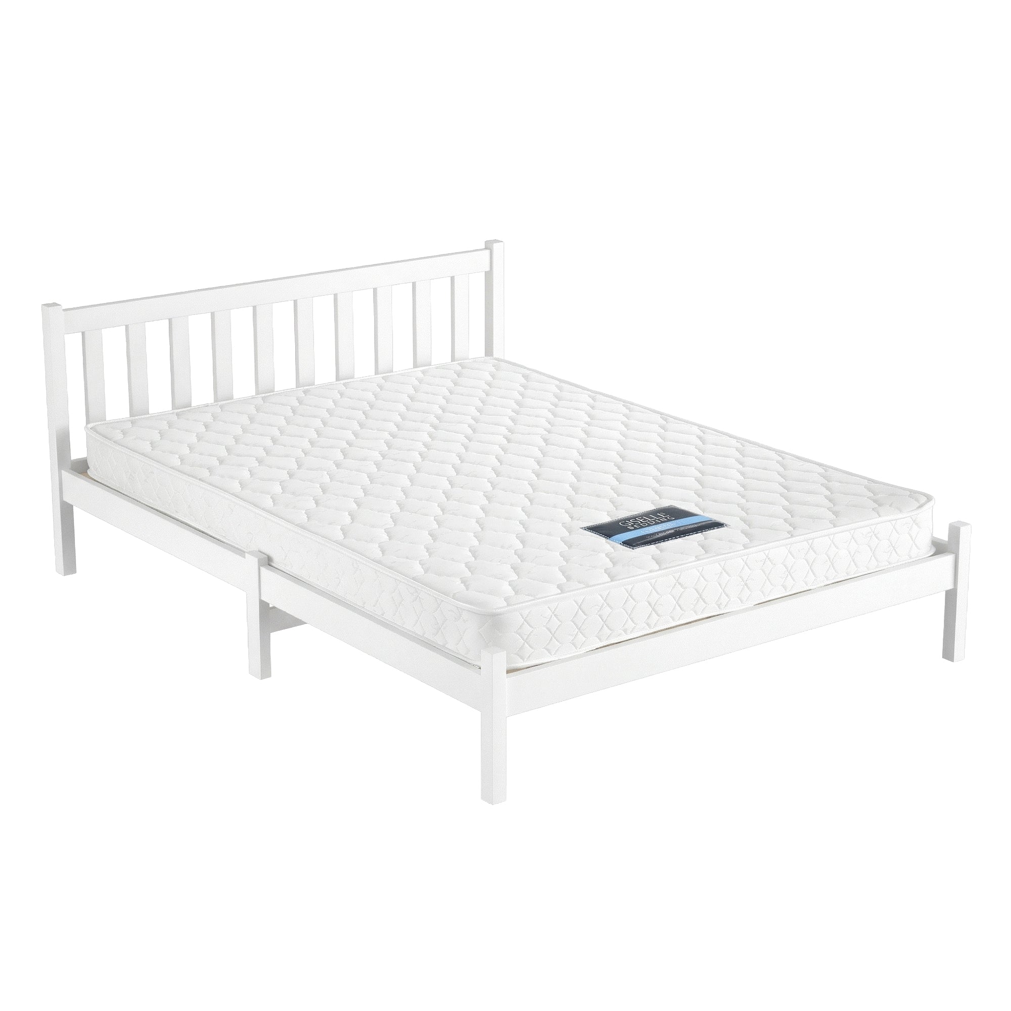Giselle Double Mattress with Artiss Wooden Bed Frame Natural Pine Timber Base