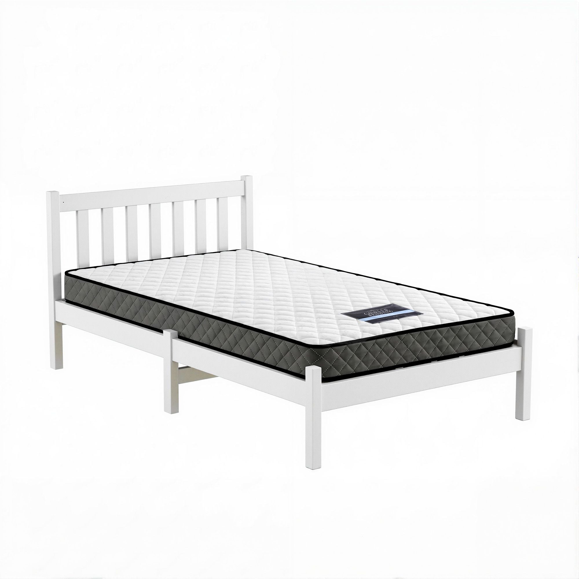 Giselle Single Mattress and Artiss Bed Frame Set White Solid Pine with 16cm Mattress