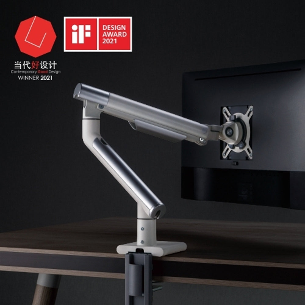 Brateck Single Monitor Premium Slim Aluminum Spring Assisted Arm Fits 17 to 32 Inches 9kg VESA White