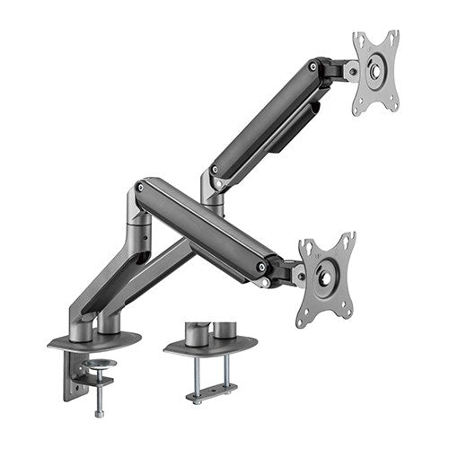 Brateck Dual Monitor Economical Spring Assisted Monitor Arm Fits 17 to 32 Inch Up to 9kg Per Screen VESA 75x75/100x100 Grey