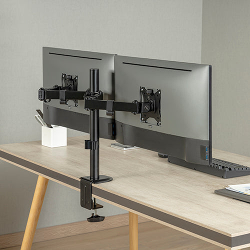 Brateck Dual Monitor Steel Articulating Monitor Mount Fits 17 to 32 Inch Screens Up to 20KG VESA 75x75/100x100 Black