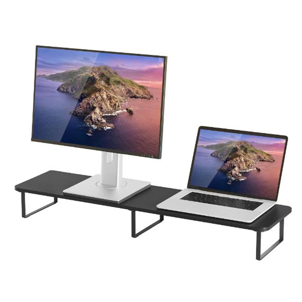 mbeat activiva Dual Monitor Riser Elevated View Screwless Snap-On Space-Saving Desk Organizer Fits 13-32 Inch Black