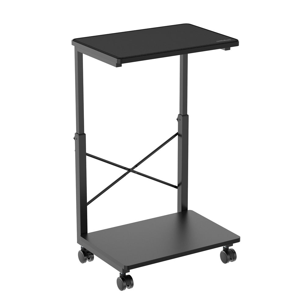mbeat activiva Height Adjustable PC and Printer Storage Stand 8 Level Height 4 Smooth Casters Waterproof Desk Mat Black
