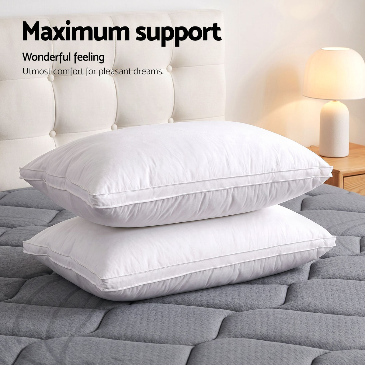 Giselle King 34cm Euro Top Pocket Spring Mattress w/ 2 Feather Down Pillows Set