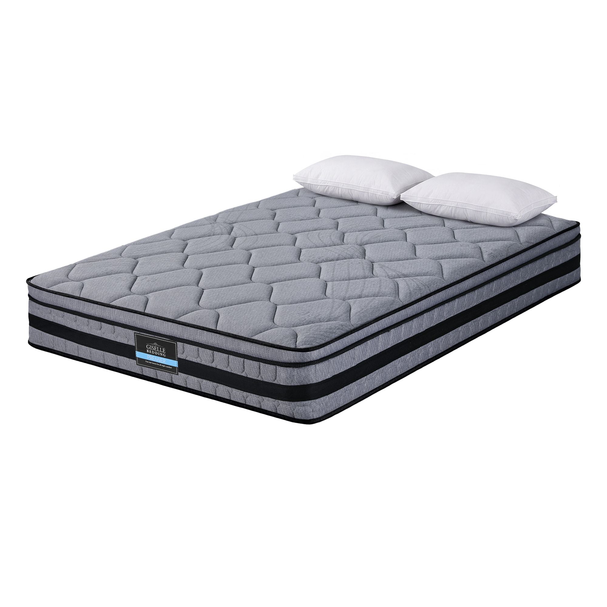 Giselle King 34cm Euro Top Pocket Spring Mattress w/ 2 Feather Down Pillows Set
