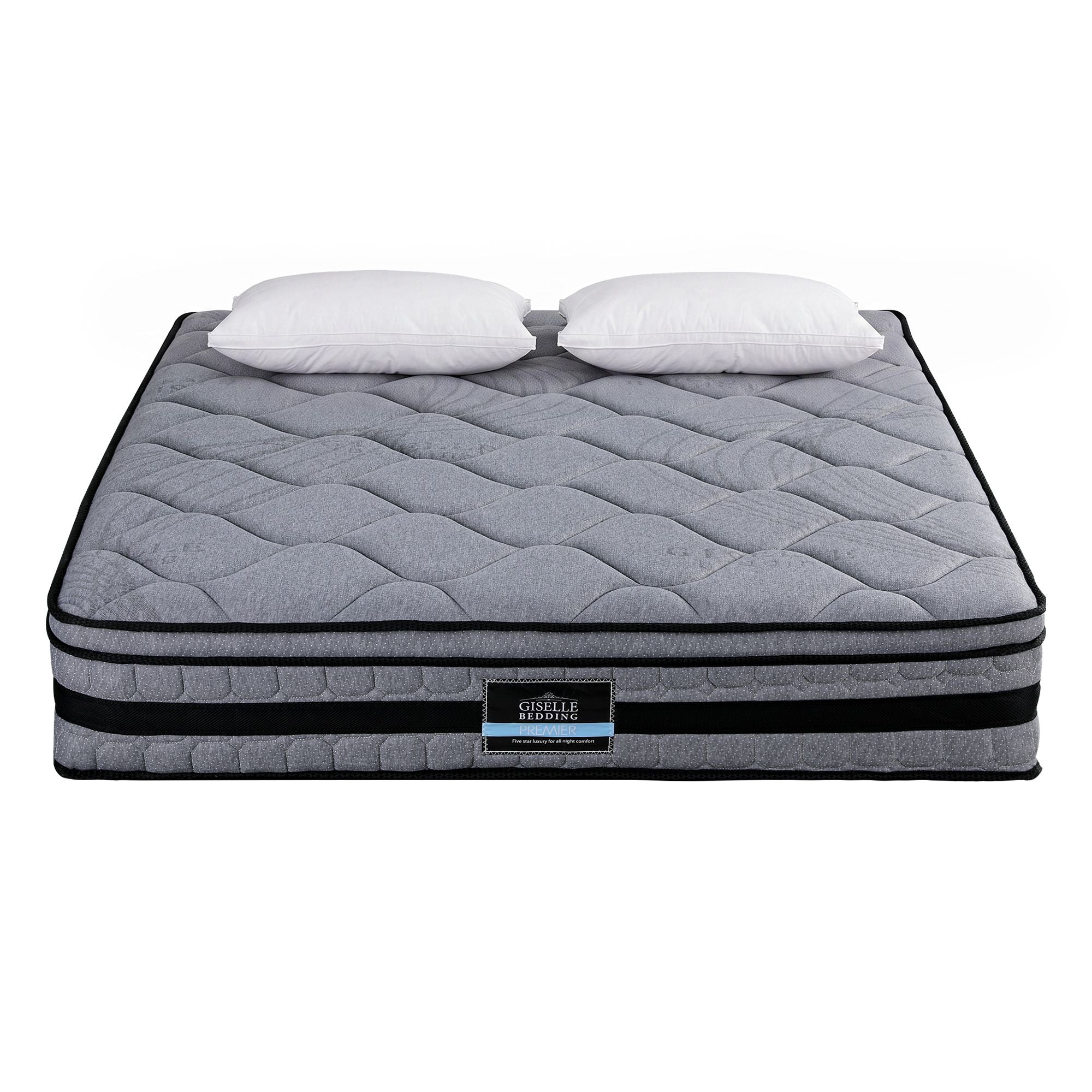 Giselle King 34cm Euro Top Pocket Spring Mattress w/ 2 Feather Down Pillows Set