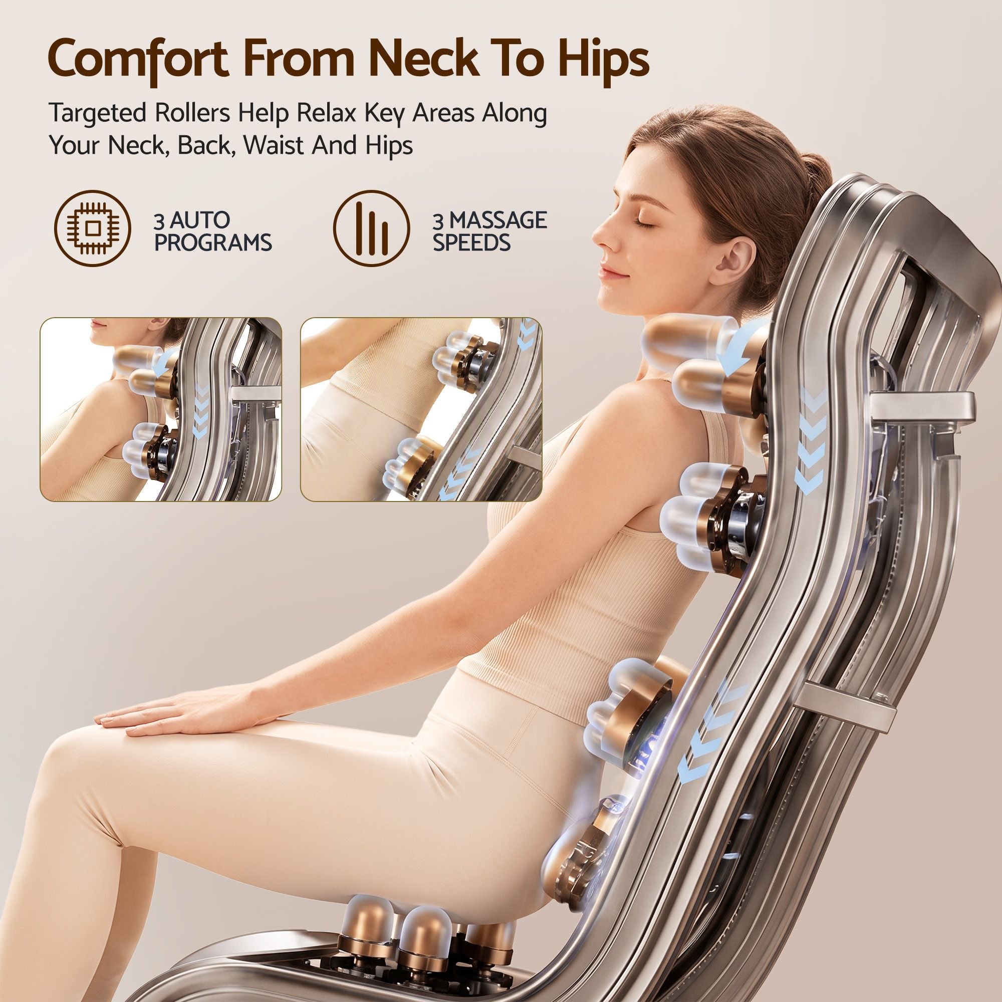 Livemor VEGA Full Body Massage Chair Recliner Foot Roller Heat Airbags Grey