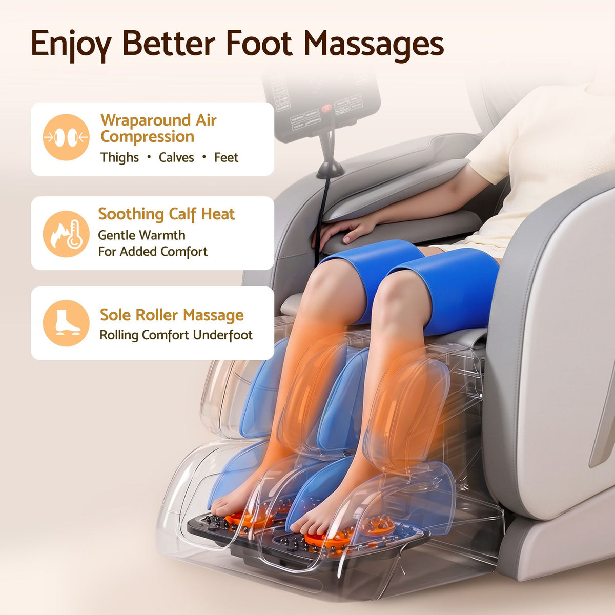 Livemor VEGA Full Body Massage Chair Recliner Foot Roller Heat Airbags Grey