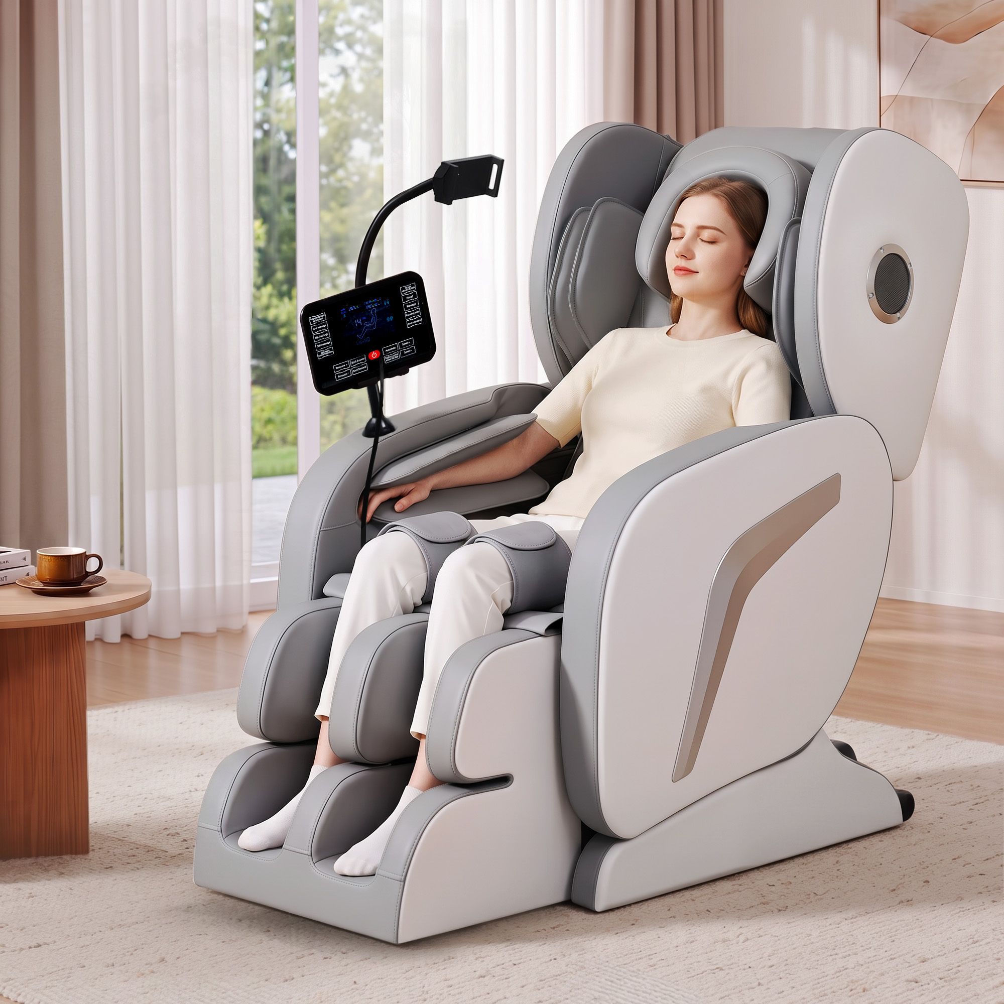 Livemor VEGA Full Body Massage Chair Recliner Foot Roller Heat Airbags Grey