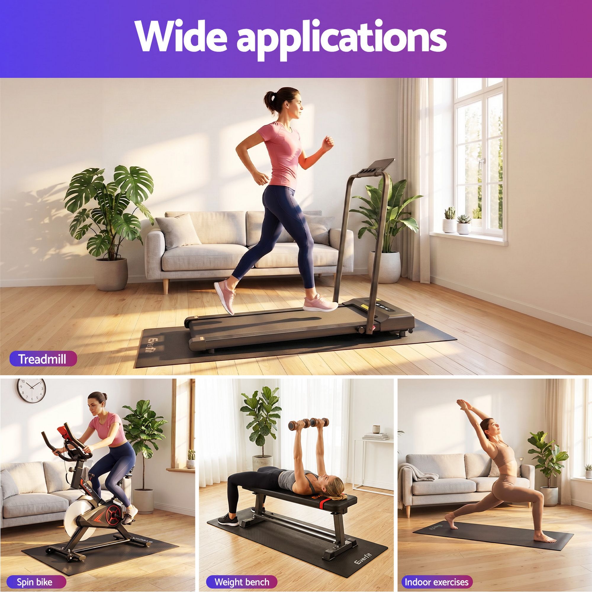 Everfit Exercise Equipment Mat Treadmill Floor Rug Home Gym Fitness Yoga