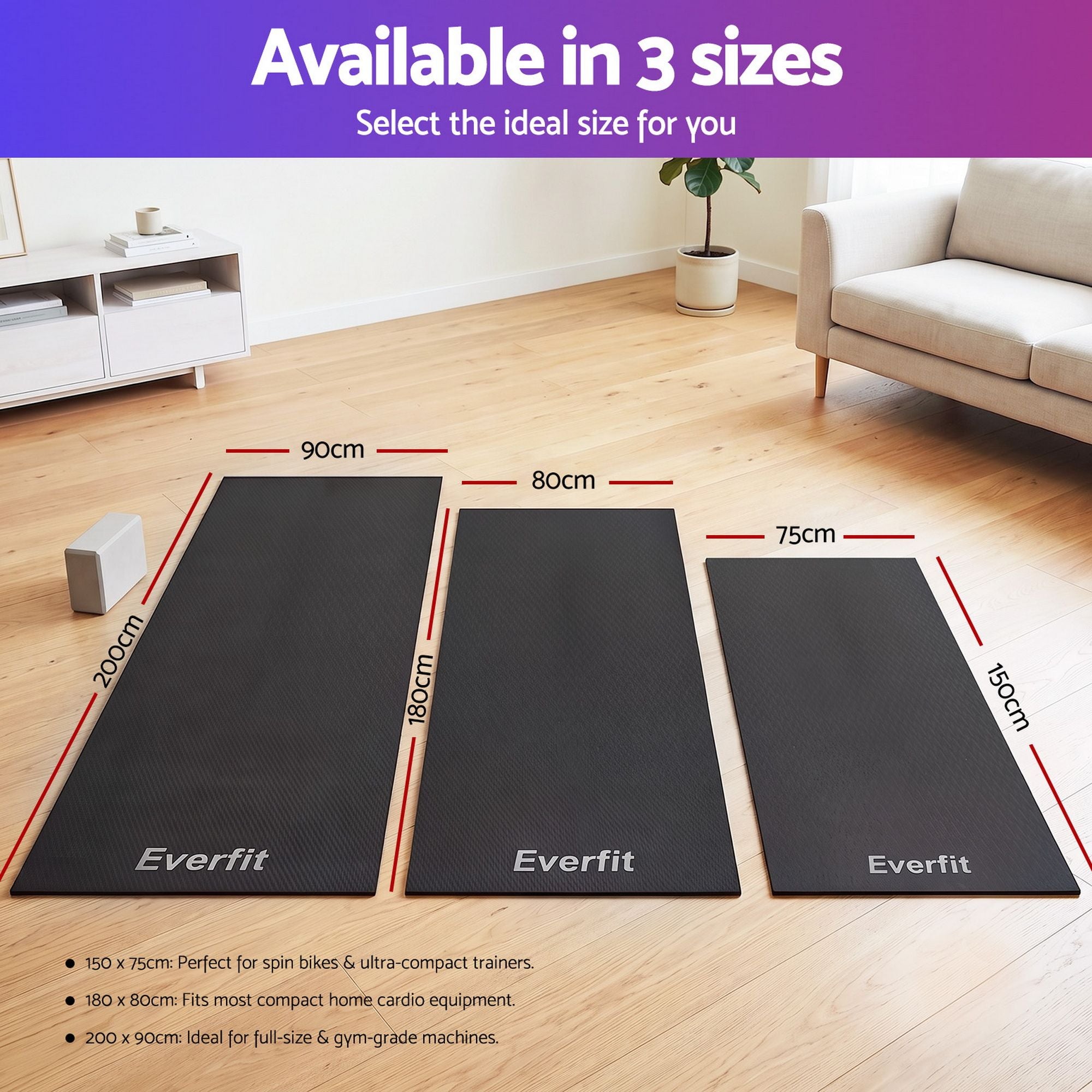 Everfit Exercise Equipment Mat Treadmill Floor Rug Home Gym Fitness Yoga
