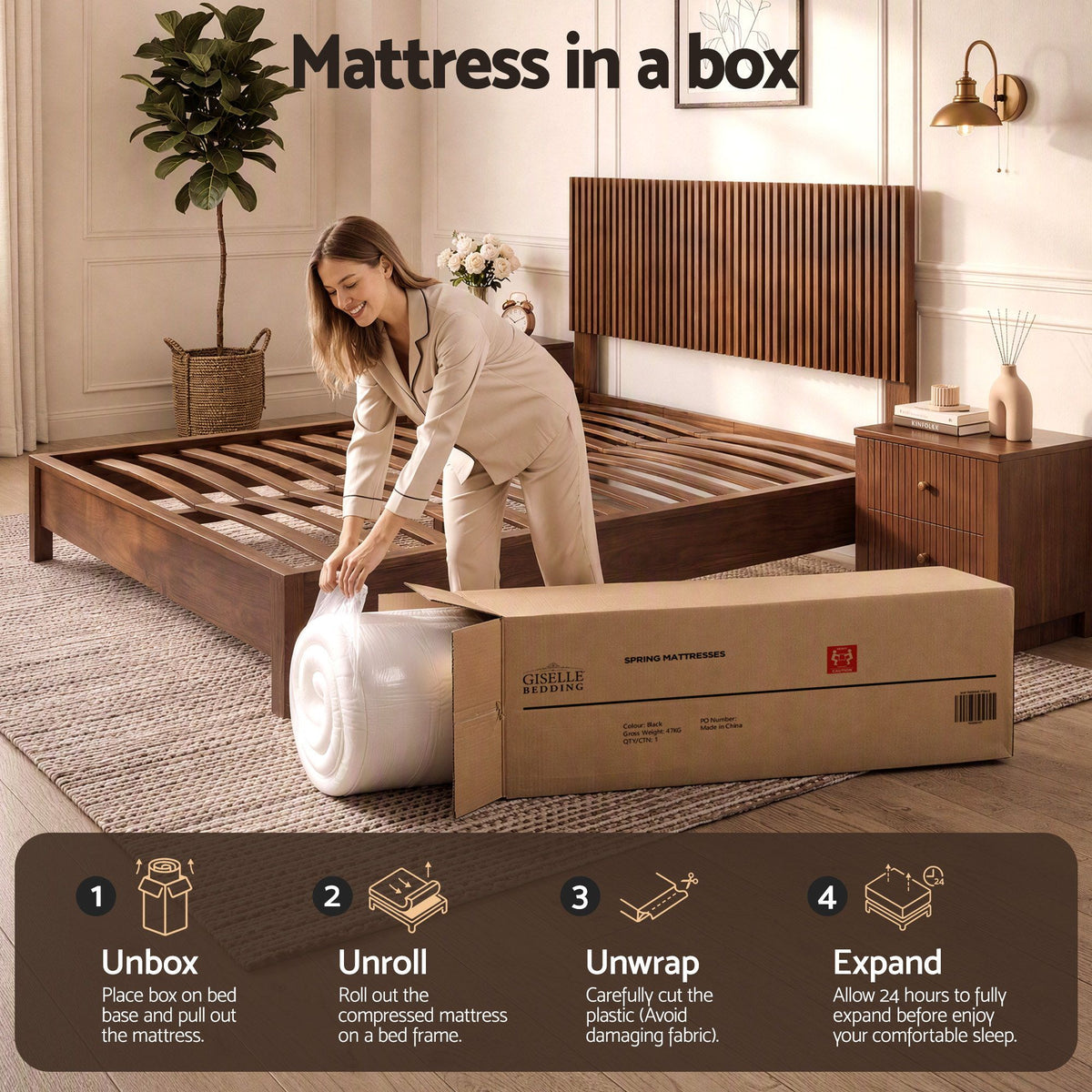 Giselle 25cm Double Hybrid Mattress Soft Knitted Fabric Edge Support Gel Foam