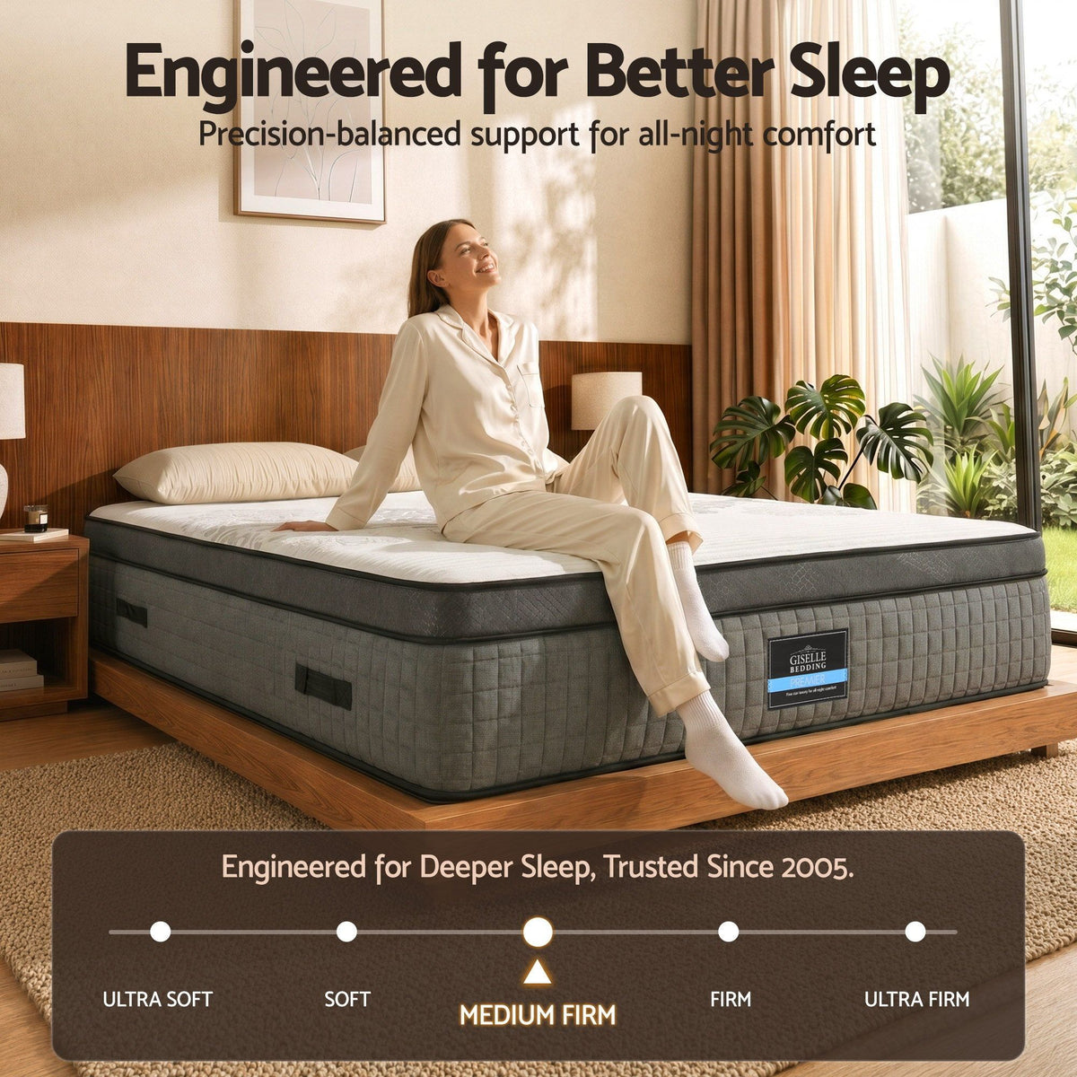 Giselle Bedding King Mattress 37cm 4in1 Adjustable Firmness Cooling Memory Foam