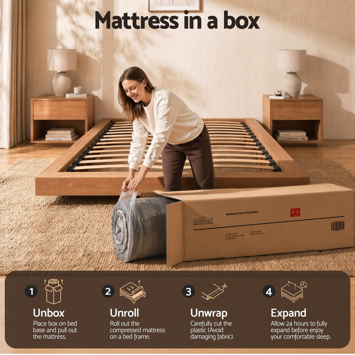 Giselle Bedding King Mattress 37cm 4in1 Adjustable Firmness Cooling Memory Foam
