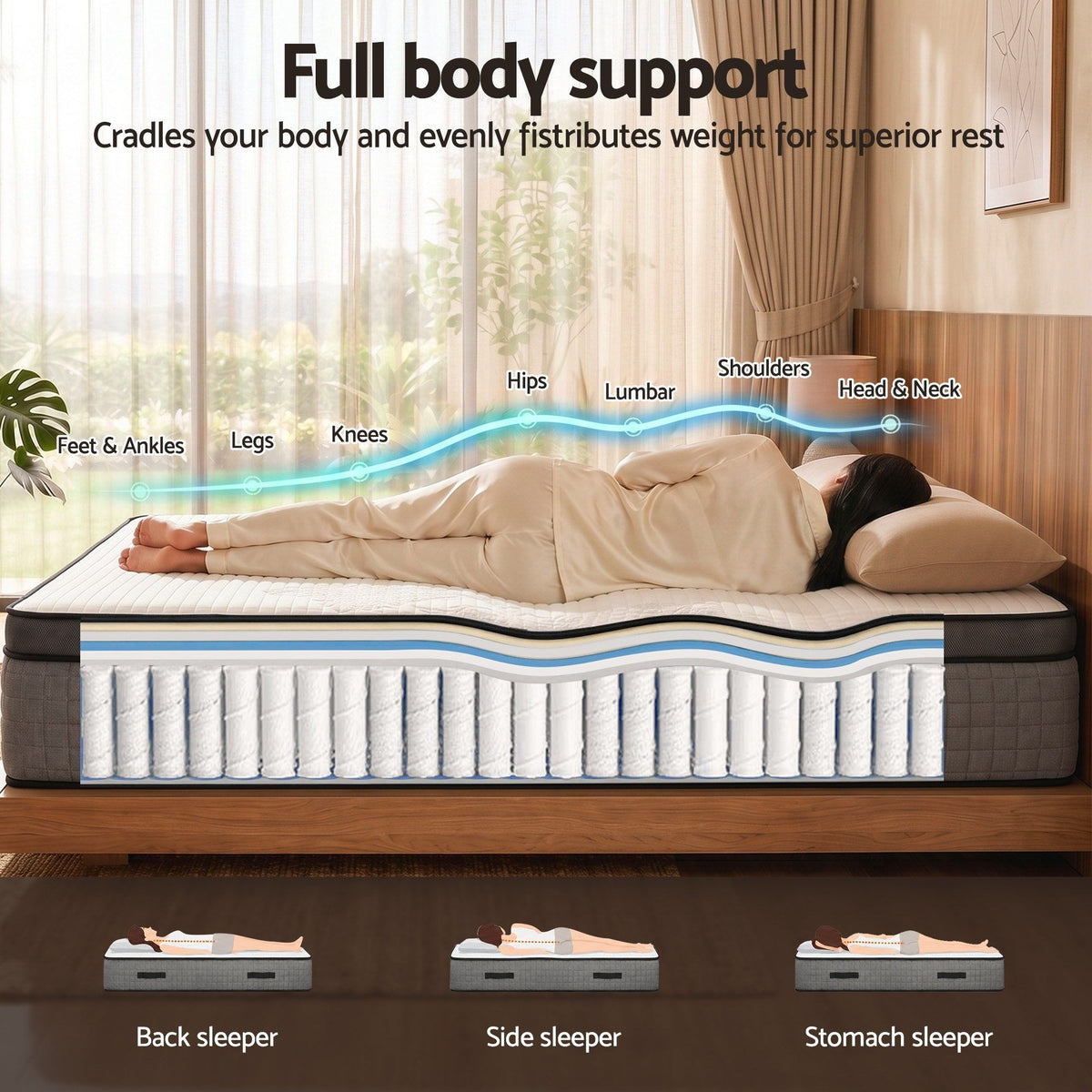 Giselle Bedding Queen Mattress 37cm 4in1 Adjustable Firmness Cooling Memory Foam