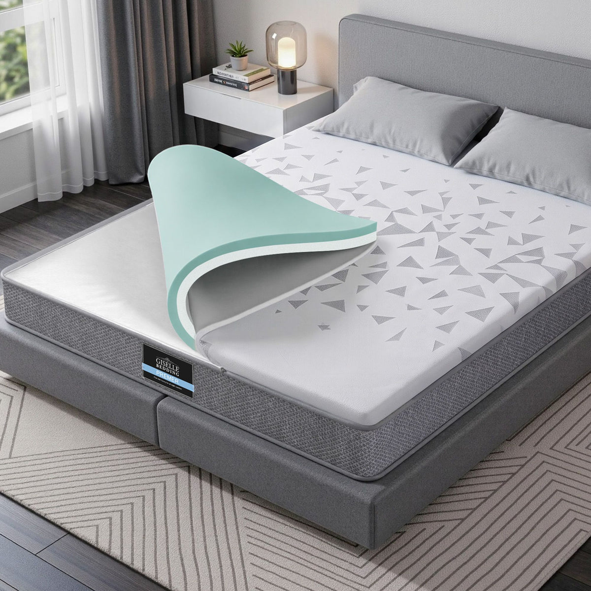 Giselle Bedding King Mattress 23cm Pocket Spring Mattress with Adjustable Firmness Reversible Foam Layer
