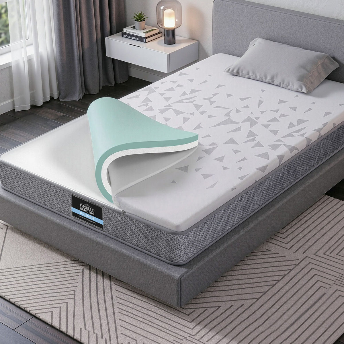 Giselle Bedding Single Mattress 23cm Pocket Spring Mattress with Adjustable Firmness Reversible Foam Layer
