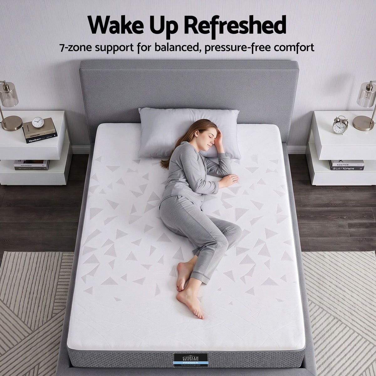 Giselle Bedding Single Mattress 23cm Pocket Spring Mattress with Adjustable Firmness Reversible Foam Layer