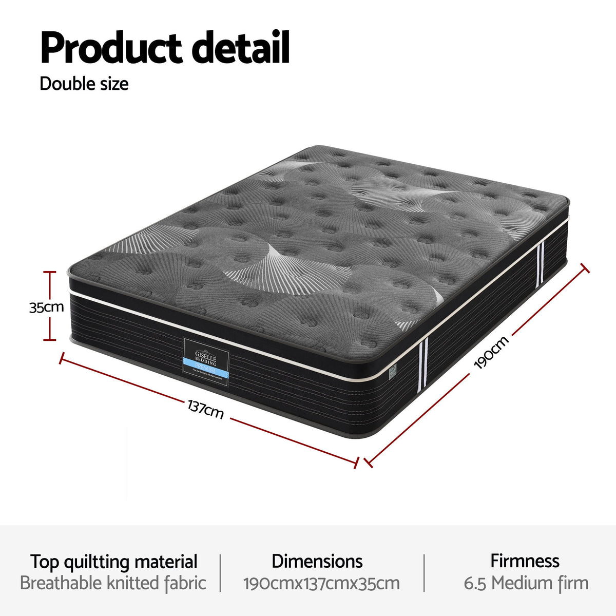 Giselle Bedding 35cm Graphene Memory Foam Medium Firm Euro Top Mattresses Double