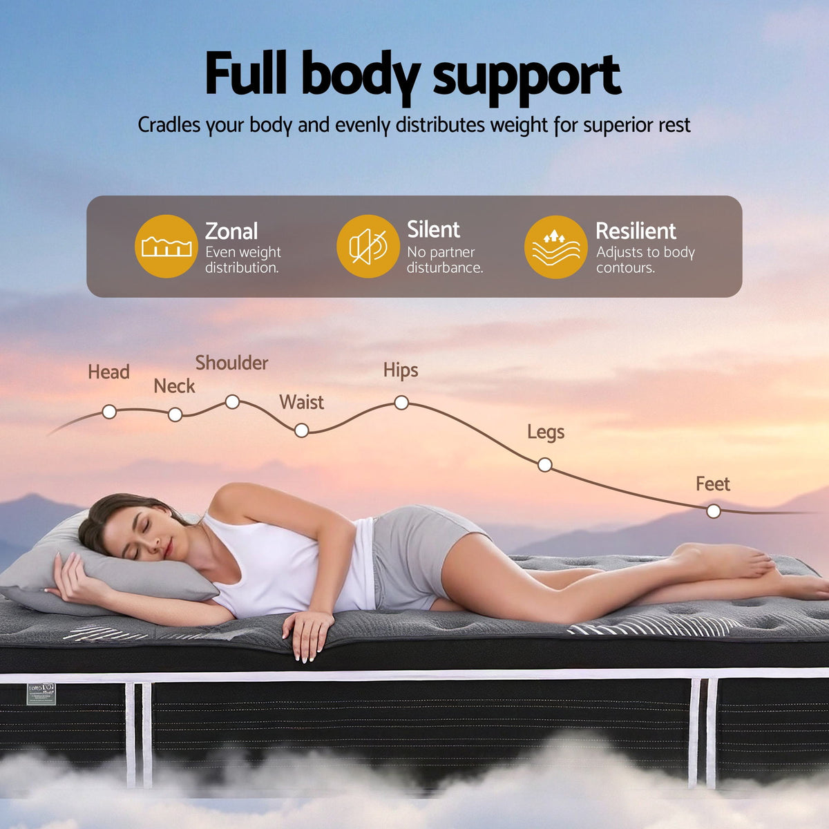 Giselle Bedding 35cm Graphene Memory Foam Medium Firm Euro Top Mattresses King Single